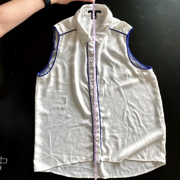 F21 Nautical Collared White/Navy Blouse - Picture 8 of 8